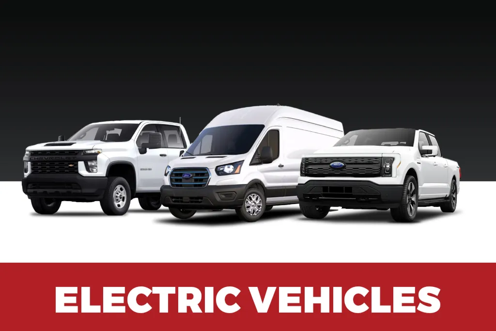 Variety of electric vehicles including trucks and van